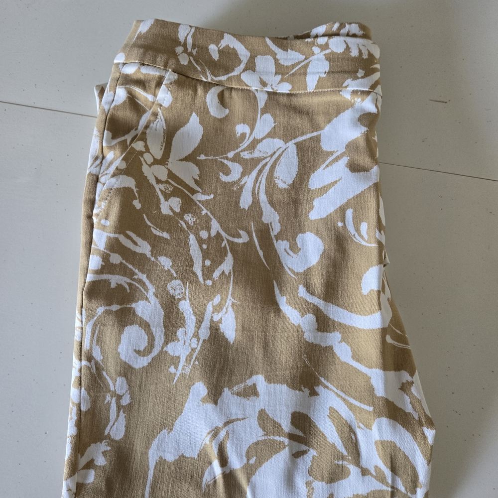 MarlaWynne Tan and White Floral Pants